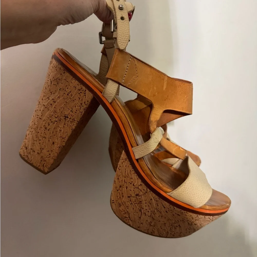 rag & bone newport platform Tan leather Cork Platform Sandals